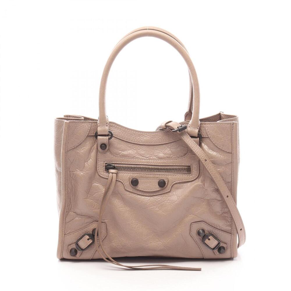 Balenciaga Le City Mini 2-Way Handbag, Leather, Women's, Beige, 852608